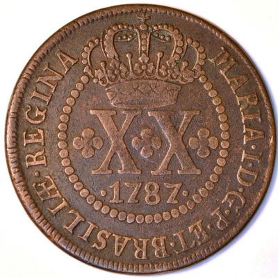 20 Réis - Maria I Large Type; Low and High Crowns; Lisbon front