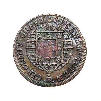 20 Réis - Pedro V Countermarked with "Small Crown" ND back