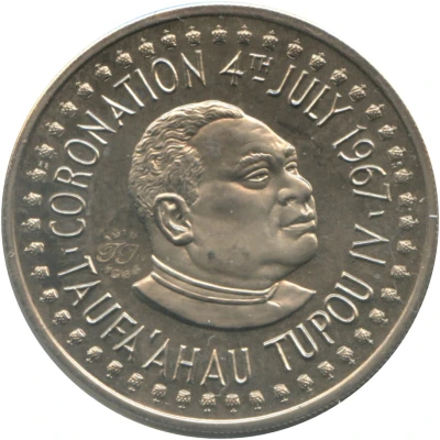 20 Seniti - Taufa'ahau Tupou IV Coronation - countermarked front