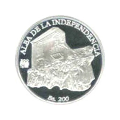 200 Bolívares Independence; Silver back