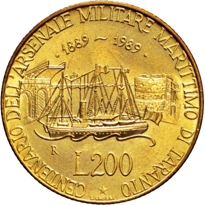 200 Lire Taranto Naval Arsenal back