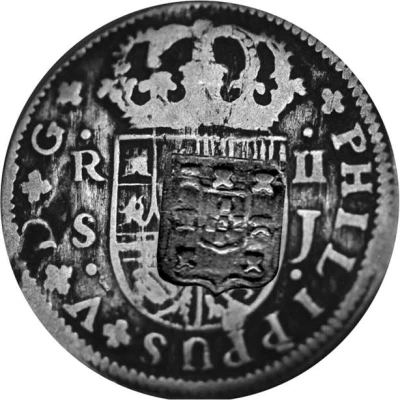 200 Réis - Charles I Countermark SHIELD over "2 Reales/Spain" ND front