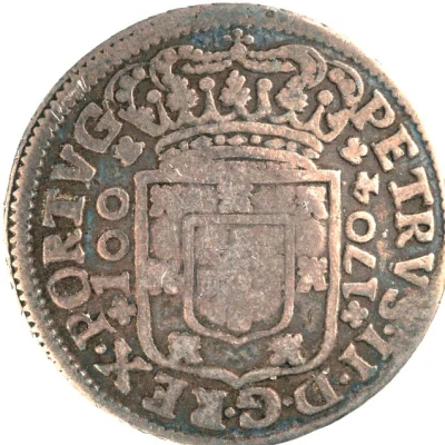 200 Réis - Luis I Countermark "CROWNED G.P." over 6 Vinténs - Pedro II, Porto ND back