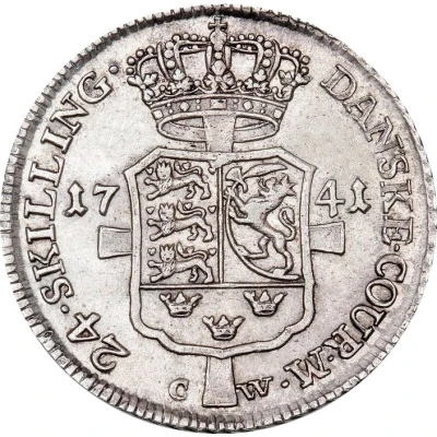 24 Skilling Dansk - Christian VI Monogram type back