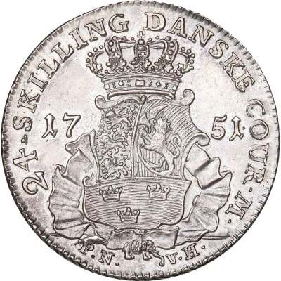 24 Skilling Dansk - Frederik V Armored bust back