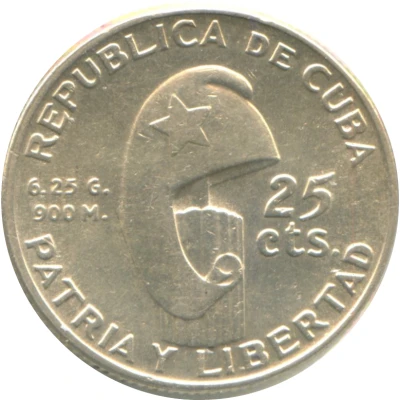 25 Centavos José Martí front