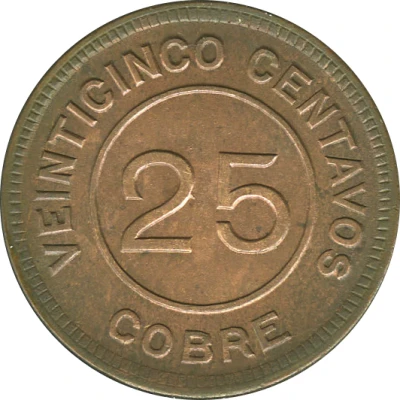 25 Centavos Provisional Coinage back