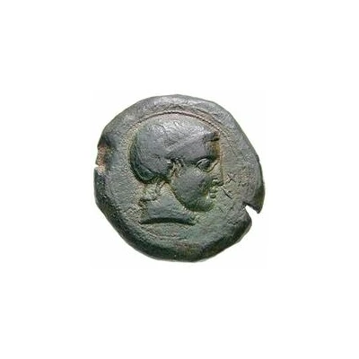 25 Centesimae Incuse series: dolphin 211 BC - 201 BC front