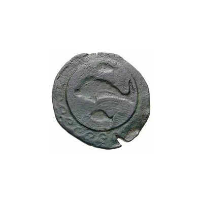 25 Centesimae Incuse series: dolphin 211 BC - 201 BC back