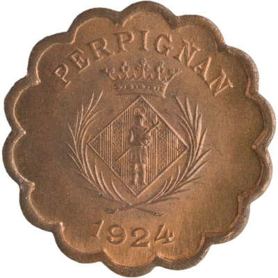 25 Centimes - Chambre Syndicale des Commerçants - Perpignan [66] Copper front