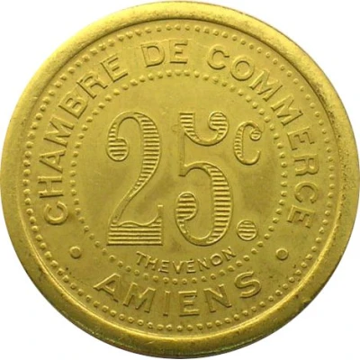 25 Centimes - Chambre de Commerce - Amiens [80] Gold plated Brass back