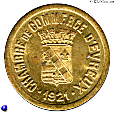 25 Centimes - Chambre de Commerce - Evreux [27] Brass front