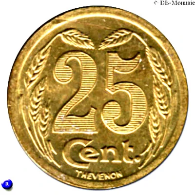 25 Centimes - Chambre de Commerce - Evreux [27] Brass back