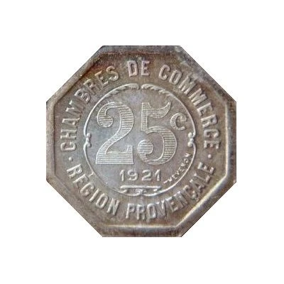 25 Centimes - Chambres de Commerce - Provençal Region Silver back