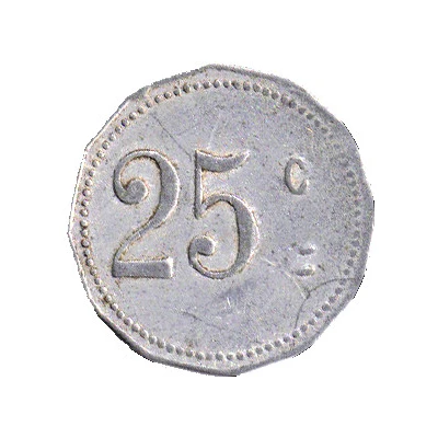 25 Centimes - Mairie de Laroque d'Olmes - Ariège (09) ND back