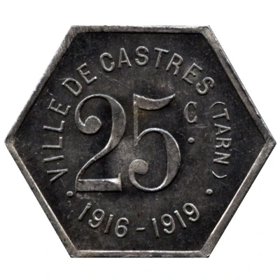 25 Centimes - ville de Castres [81] Hexagonal Pattern back