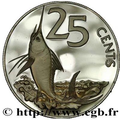 25 Cents - Elizabeth II Blue Marlin; Silver Proof back