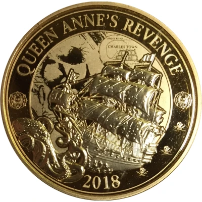 25 Cents Pirates of Barbados - Blackbeard’s Ship the Queen Anne’s Revenge back