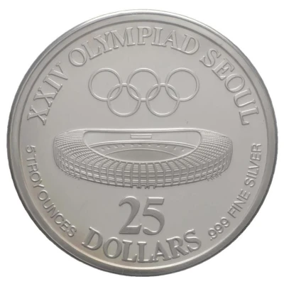 25 Dollars Governor Lutali - XXIV Olympics, denomination in numbers ND back