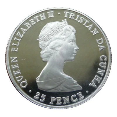 25 Pence - Elizabeth II Royal Wedding; Silver Proof Issue ND front