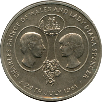 25 Pence - Elizabeth II Wedding of Prince Charles and Lady Diana ND back