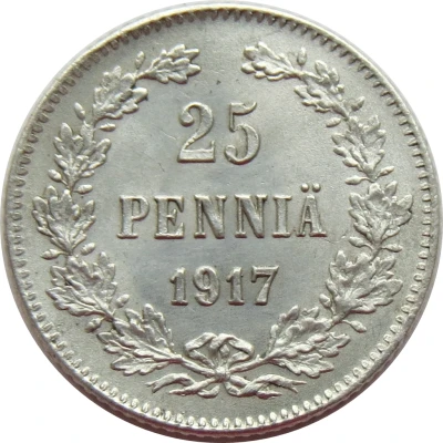 25 Pennia Civil War Coinage; without crown back