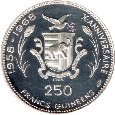 250 Francs Guinéens Lunar Landing back