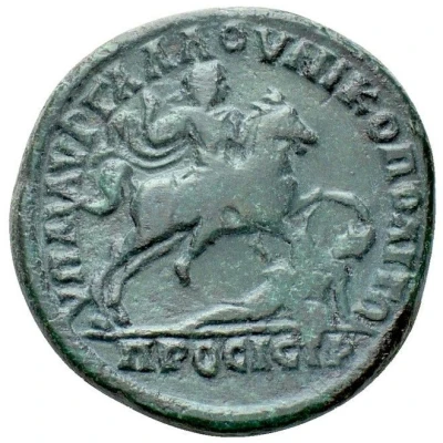 Æ27 - Caracalla VΠ M AVP ΓAΛΛOV NIKOΠOΛITΩ / ΠPOC ICTP; Legate Aurelius Gallus back