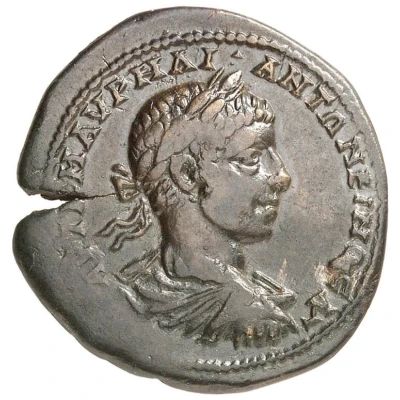 Æ27 - Elagabalus YΠ IOYΛ ANT CEΛEYKOY MAPKIANOΠOΛITΩN; Consular Legate Julius Antonius Seleucus; Marcianopolis front