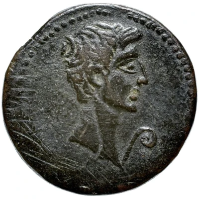 Æ28–29 - Augustus Tyche; wyᶜt mᶜqr pyln 2 BC - 4 AD front