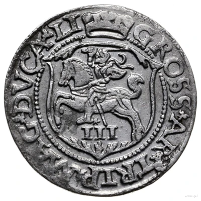 3 Groats - Sigismund II Augustus Monogram, with shield reverse back