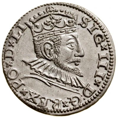 3 Grossus - Sigismund III Vasa Riga; long and pointed beard front