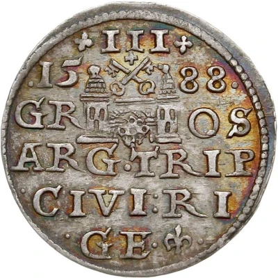 3 Grossus - Sigismund III Vasa Riga; short beard back