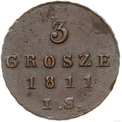 3 Grosze - Frederick Augustus I I.S. back