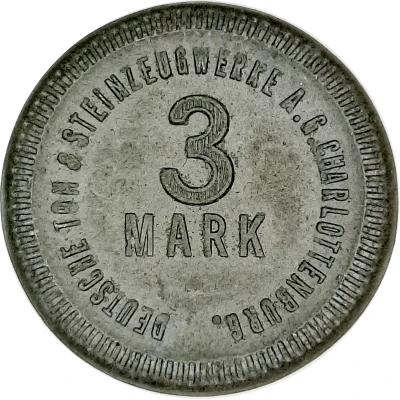 3 Mark - Charlottenburg Deutsche Ton and Steinzeugwerke A. G. front