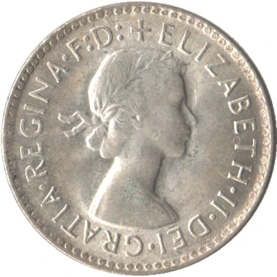 3 Pence - Elizabeth II 1st Portrait; with "F:D:" front