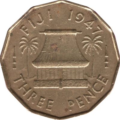 3 Pence - George VI back