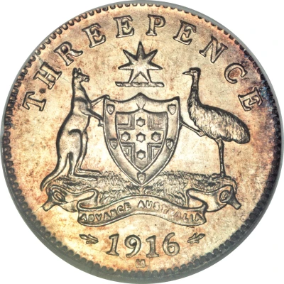 3 Pence - George V back