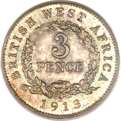 3 Pence - George V back