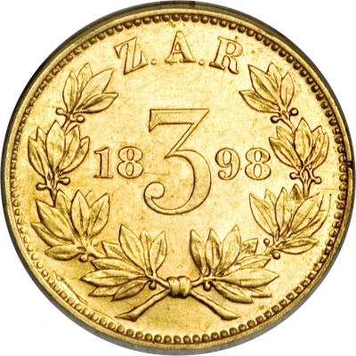 3 Pence Sammy Marks Tickey; Gold Pattern back