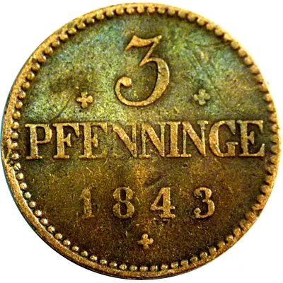 3 Pfennigs - Frederick Francis II back