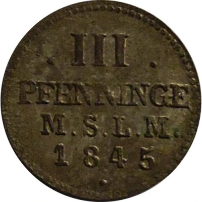 3 Pfennigs - Frederick Francis II back