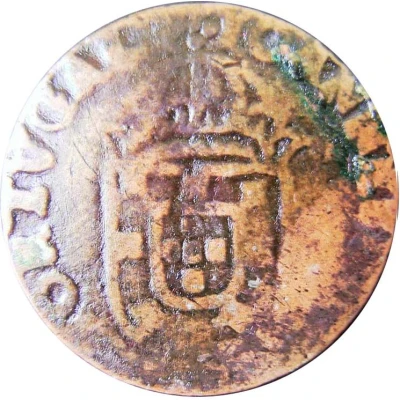 3 Réis - Pedro V Countermark "Small Crown" over 3 Reis, Portugal ND back