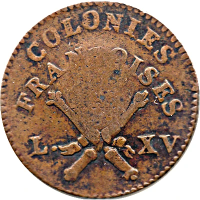 3 Sols 9 Deniers Countermarked 12 Deniers of Louis XV front