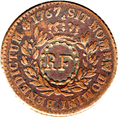 3 Sols 9 Deniers Countermarked 12 Deniers of Louis XV back