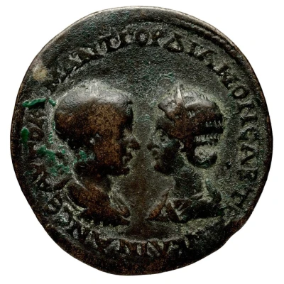 Æ32 - Gordian III and Tranquillina of Nisibis Mesopotamia front