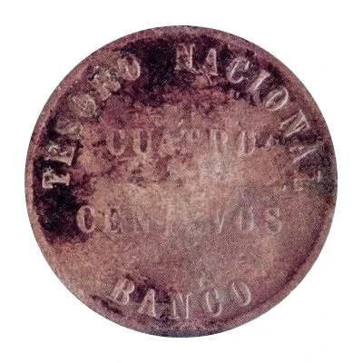 4 Céntimos Countermark over Argentine Confederate 4 Centavos back