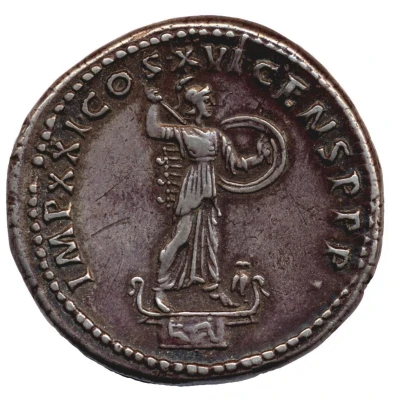 4 Denarius - Domitian IMP XXI COS XVI CENS P P P; Minerva back