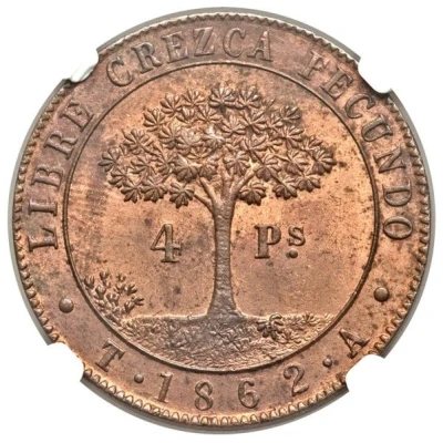 4 Pesos Provisional Coinage back