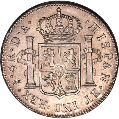 4 Reales - Charles IV bust of Charles III, CAROLUS IV back